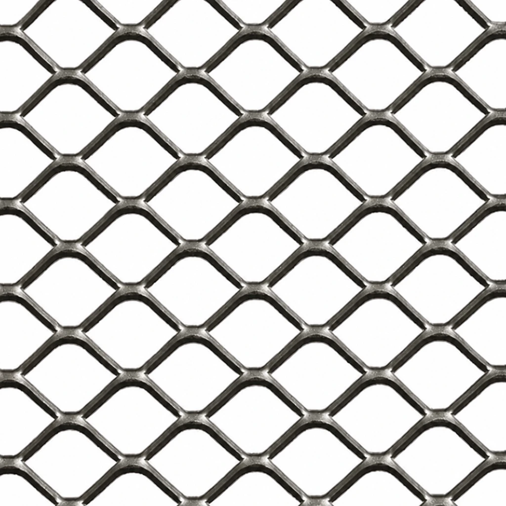 Expanded metal mesh with diamond-shaped openings