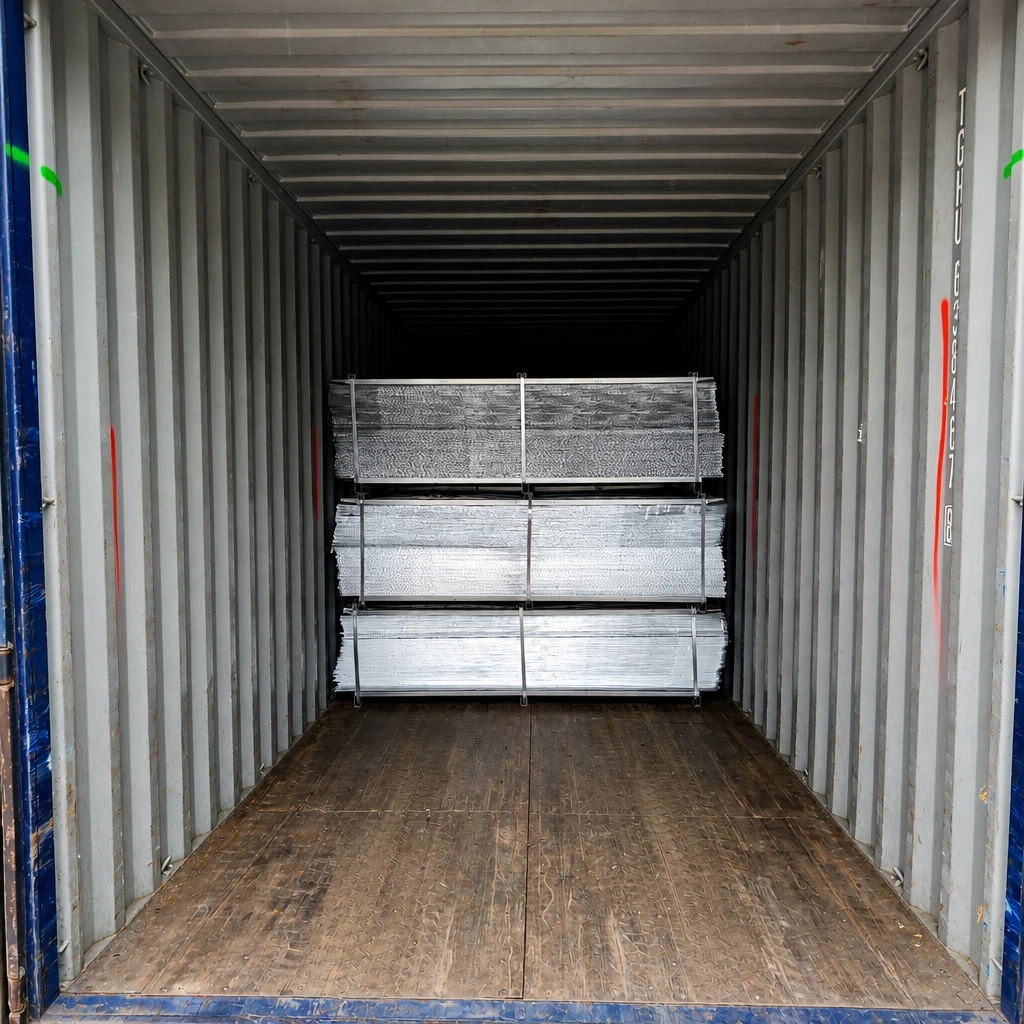 Metal lath export container loading